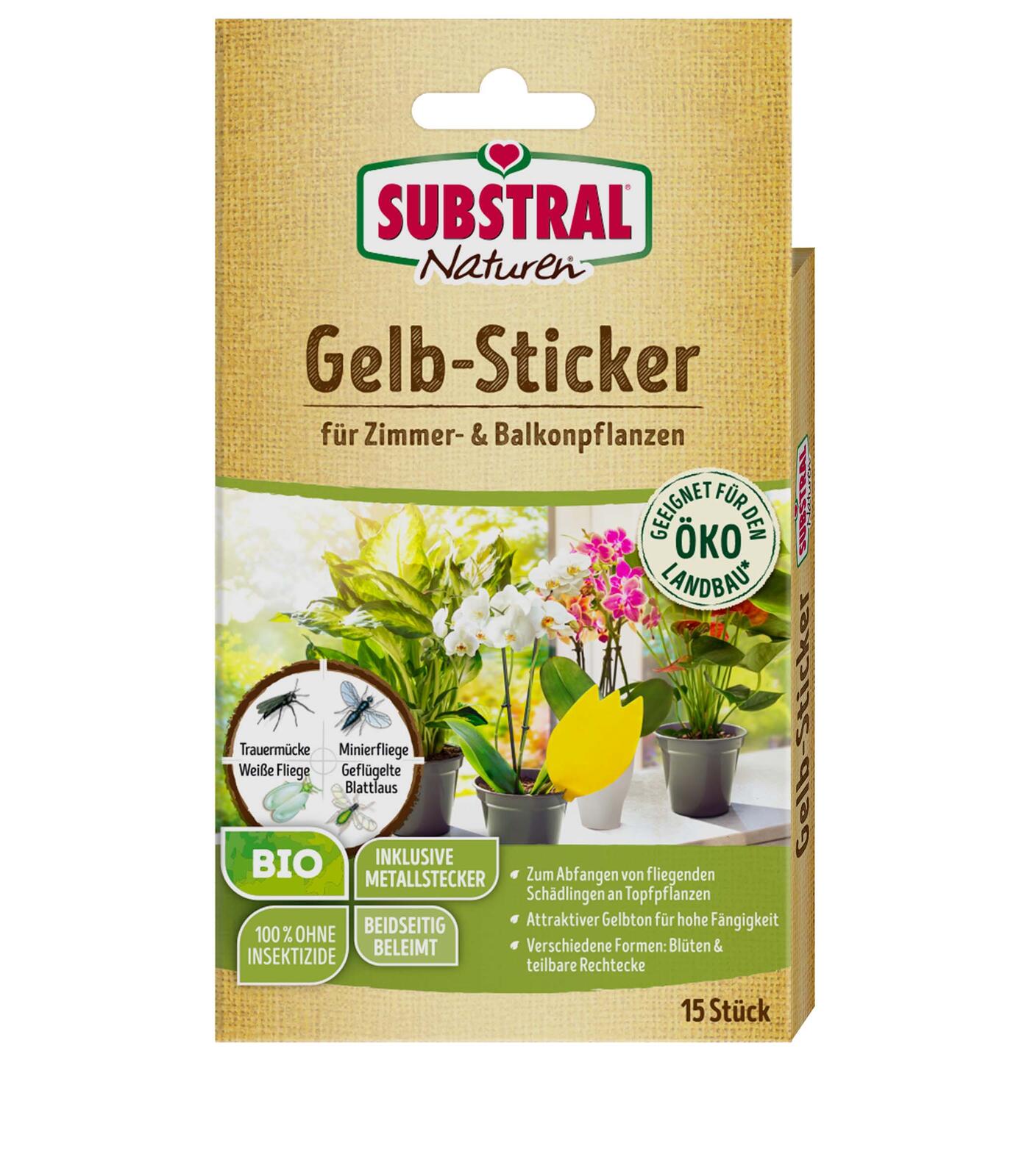 SUBSTRAL® Naturen® Fruchtfliegenfalle Gelbsticker gelb 76200