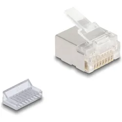 Delock RJ45 Modularer Stecker Cat.6A für Slim und Flachbandkabel 100er Set (Netzwerkkabel Stecker), Zubehör Netzwerk