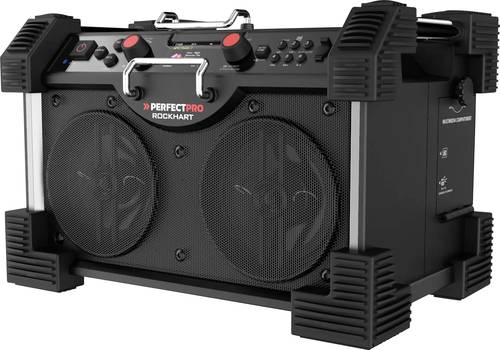 PerfectPro RockHart Baustellenradio DAB+, UKW AUX, Bluetooth, NFC, USB spritzwassergeschützt, staubdicht, stoßfest