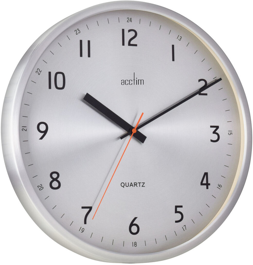 Acctim Klar Wall Clock Non-Ticking Sweep Metal Case 12/24 Dial Quartz Brushed Metal 40cm Silver 39.8cm W X 39.8cm H X 5cm D