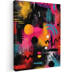 LEINWANDBILD Farbflächen - Formen - Bunt - Abstrakt Wandbild Wohnzimmer 60x80 cm