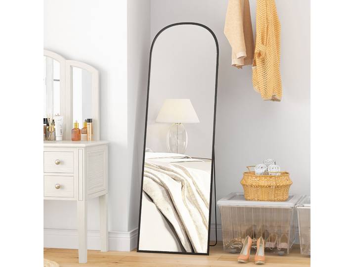 HOMCOM Miroir Pleine Longueur Cadre Alu Noir 50x161,5cm