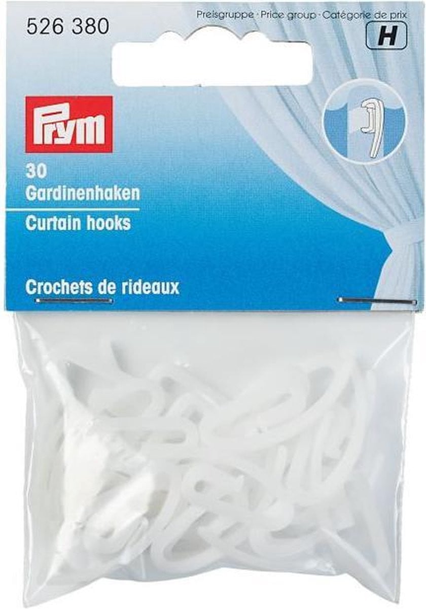 Prym Gordijnhaken Wit - 30 Stuks - Kunststof