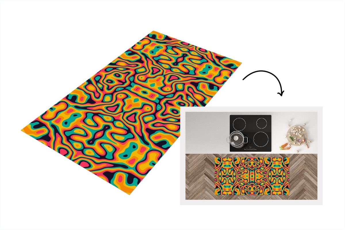KitchenYeah Keukenloper Psychedelic Lavalamp Abstract Vinyl B/D: 120 x 60 cm