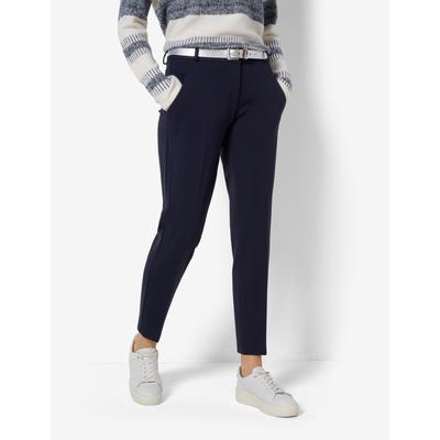 Caprihose BRAX "Style MARON S", Damen, Gr. 34K (17), Kurzgrößen, blau (navy), 63% Viskose, 33% Polyamid, 4% Elasthan, regular fit, Hosen Caprihose, Jersey: Chino im Regular Fit