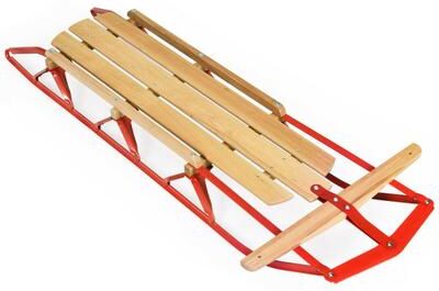 Costway 54 Inch Kids Wooden Snow Sled with Metal Runners and Steering Bar