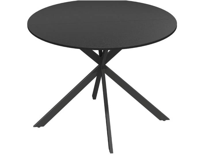 WOVREO table a manger ronde 100 cm 4 personnes style industriel pieds en acier noir