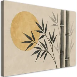 LEINWANDBILD Bambus Goldstaub Minimalismus Natur 120x80cm