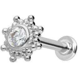 14 Karat Gold Labret mit Innengewinde MOISSANIT-SONNE