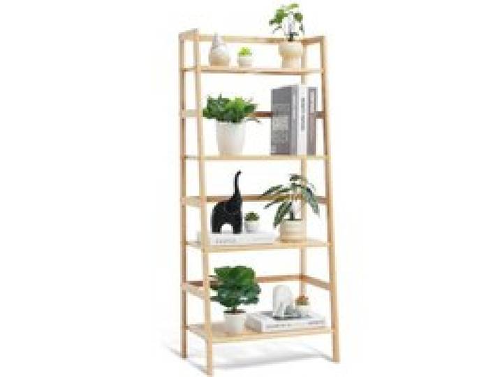 VEVOR Étagère de salle de bain à 4 niveaux, étagère échelle bambou, étagère de rangement multifonctionnelle pour présentoir, support pour plantes à fleurs autonome, bibliothèque pour cuisine, maison
