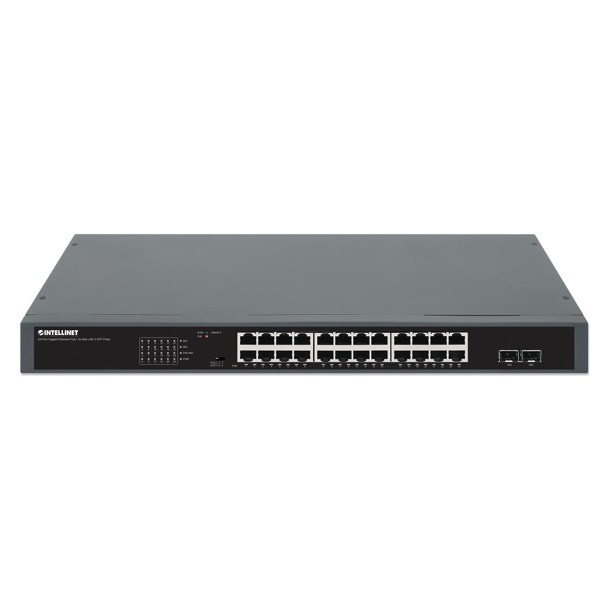 Intellinet 24-Port Gigabit PoE+ Switch mit 2 SFP Port 19" (24 Ports) (561907)