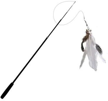 Inspired Finds Interactive 1.8M Telescopic Feather Cat Wand Toy For Active Indoor Cats white