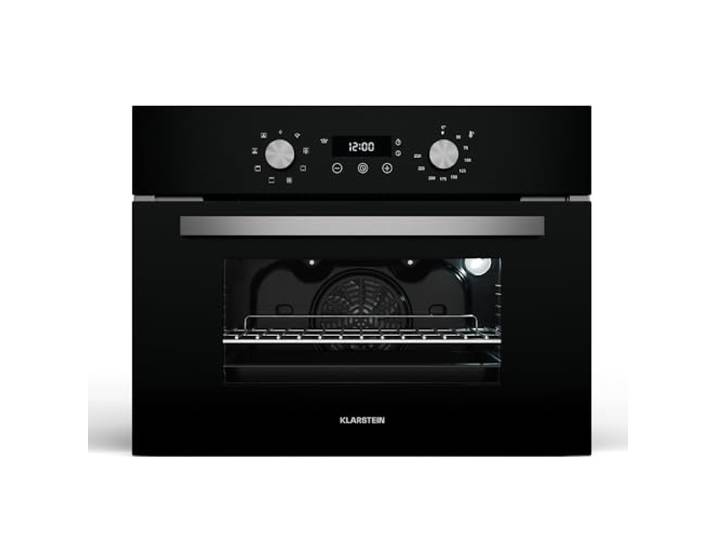 Klarstein SpaceSmart Four Encastrable Chaleur Tournante - 41 L\, 8 Fonctions\, Minuterie Numérique\, Nettoyage Vapeur\, Porte Amovible\, Classe Énergétique A\, Design Compact