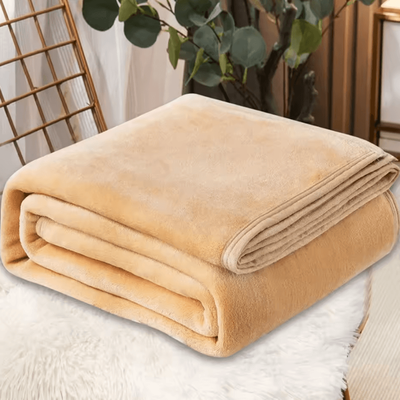 Inspire Curations Solid Coral Fleece Soft Warm Throw Blanket camel 150x100cm