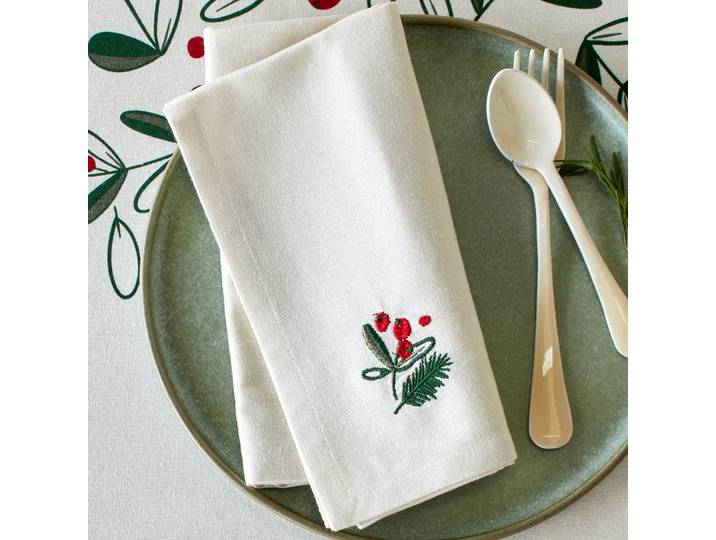 Serviette de table en coton brodé - lot de 3 - Blancheporte