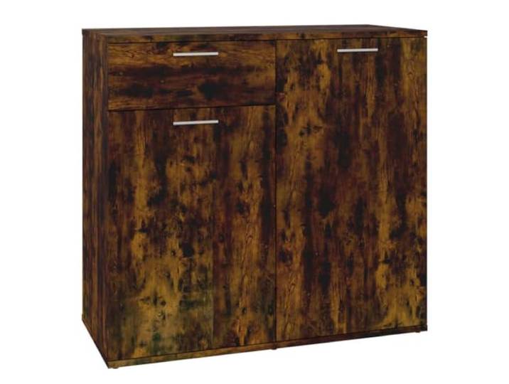 KGFHERENB Sideboard Räuchereiche 80x36x75 cm Holzwerkstoff Kommode Flexibler Beistellschrank für Wohnzimmer und Schlafzimmer mit wechselbarer Tür und Schublade für Vorräte.