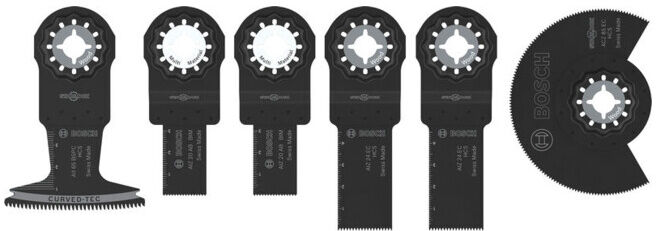 BOSCH Set de lames bois et métaux tendres pour outils multifonctions oscillants, 6 pièces (2608669334)