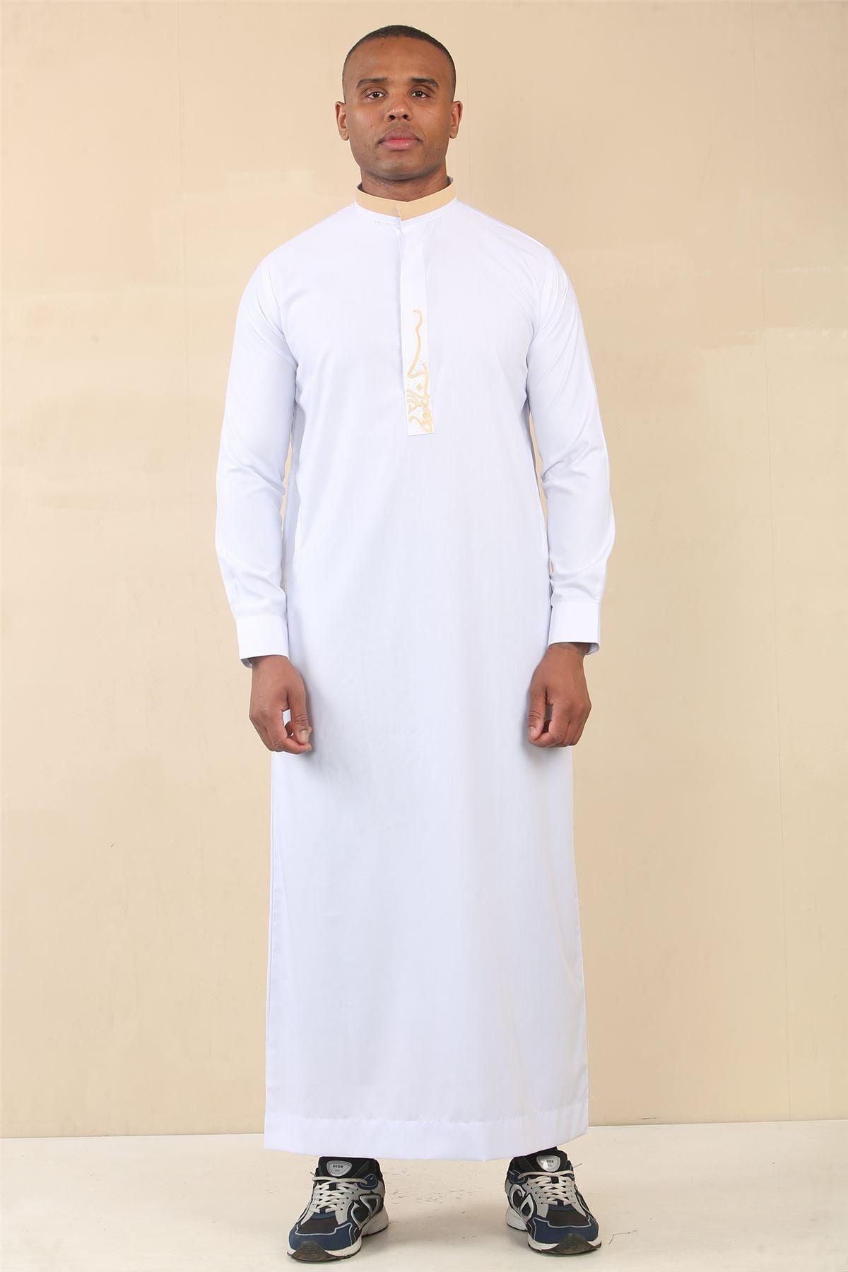Weiße Thobe-arabische Saudi-Emirati-islamische Kleidung für Herren, Jubba-Robe