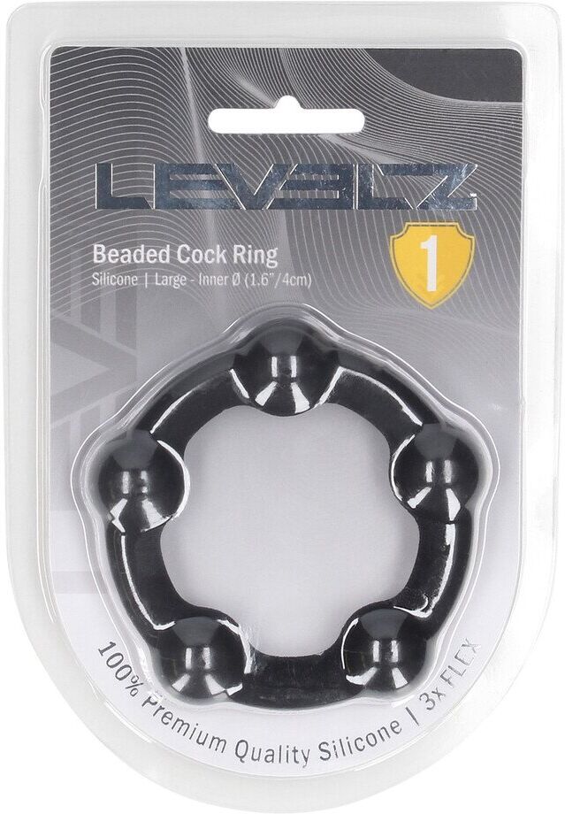 Levelz Cockring en silicone perlé - L - 45mm - Noir