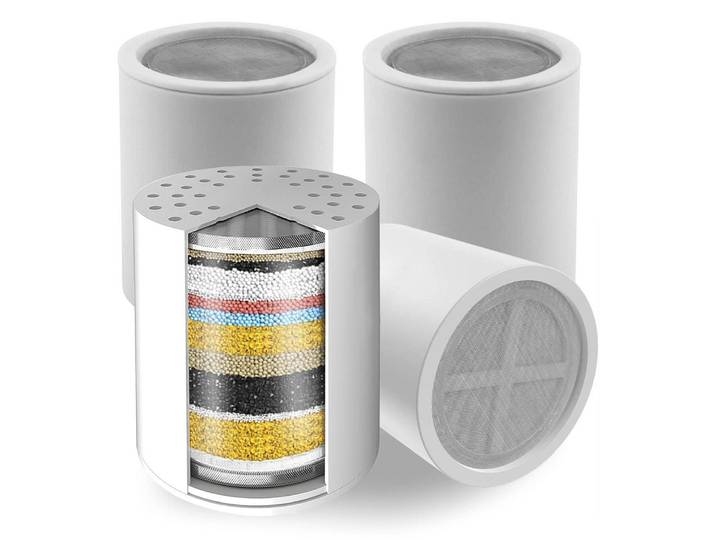 Ersatz-Duschfilterkartuschen 4er-Pack, 23-stufige Filtration, Hartwasser, entfernt Chlor & Schwermetalle