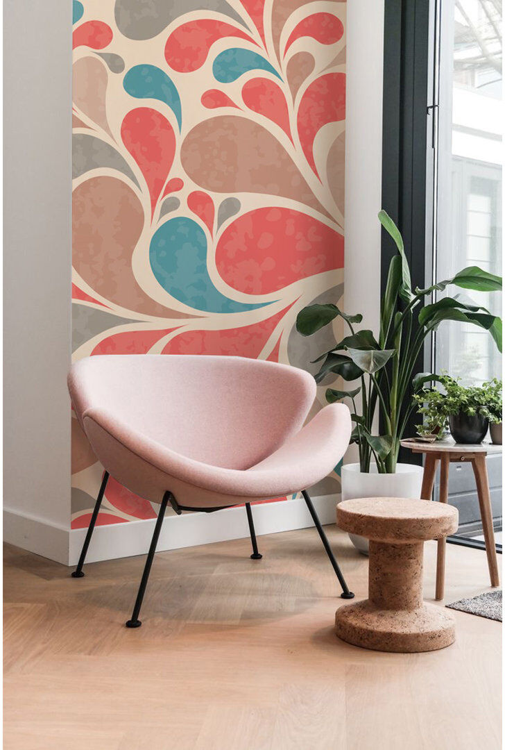 Rosalind Wheeler Kenadi 2.5m x 2.5m Matte Mural Orange/Blue 152 x 104cm