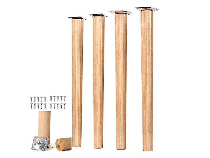 JIZK Verstellbare Möbelbeine 30 cm aus Massivholz, konische gerade Stützfüße passend für Schrank, Sofa, Kommode und Tisch