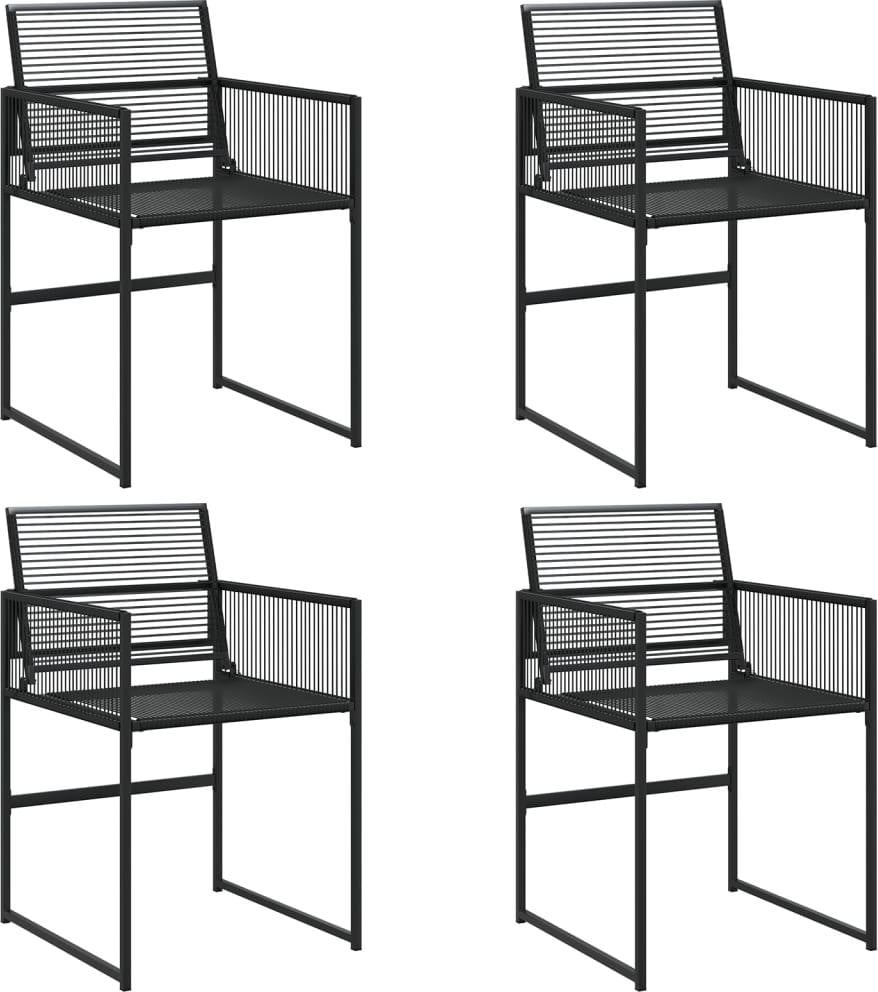 vidaXL Set van 4 Tuinstoelen, Zwart, Polyrotan