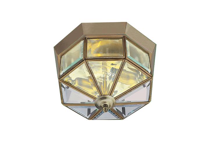 Deckenleuchte Pisa Iii, Messingfarben, Metall, Glas, 15 cm, Europäischer Sicherheitsstandard, Lampen & Leuchten, Innenbeleuchtung, Deckenleuchten, Deckenleuchten