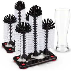Novaliv 2X Gläserspüler mit 3 Spülbürsten & Saugnapf , Glasspüler für Zuhause Bar Theke Gastronomie Party , Spül Bürste Spülbecken Gläserbürste Glasbürste Bier Soda Glas Gläser Reinigung