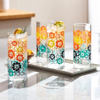 Libbey Vintage Flower Power Cooler Glasses, 16-ounce, Set of 4 - Set of 4