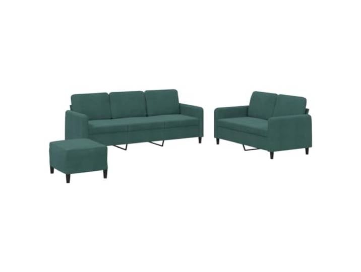 Todiikf 3-TLG Sofagarnitur mit 2-Sitzer 3-Sitzer Hocker Samt Dunkelgrün Elegante Couchgarnitur aus weichem Samt für Wohnzimmer und Büro. Inklusive 2-Sitzer, 3-Sitzer und Polsterhocker.
