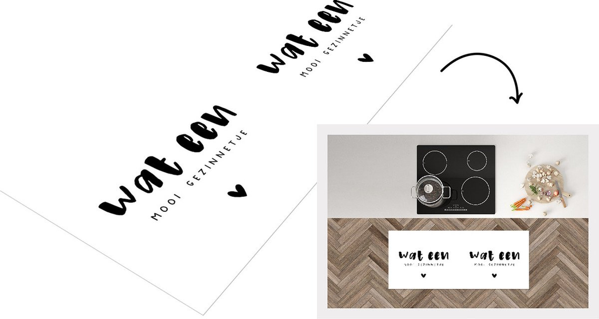 KitchenYeah Keukenloper Vinyl met Quote Wat een gezinnetje - 120 x 50 cm