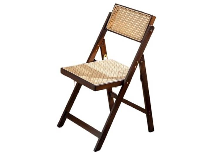 Klappbarer Rattanstuhl, Bambusrahmen, atmungsaktiver Esszimmer-, Büro- und Bambus-Rattan, faltbares Design, atmungsaktiv, bequem, modern, minimalistisch, Heimbalkon(Dark)