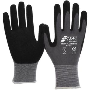NITRAS Arbeitshandschuhe Flexible Fit, 8800-9, Nitril-PU-Beschichtung, grau, Größe 9 / L, 12 Paar