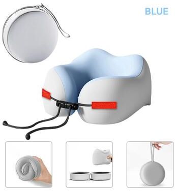 Healfit Counter Soft Travel Pillow Massage Neck Pillow, U Shaped Memory Foam Neck Pillow, Airplane Pillow Cervical Healthcare Bedding blue