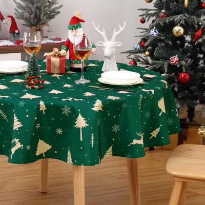 Garvee Christmas Tablecloth, Deer, Pine Trees & Snowflakes Design, Waterproof Holiday Dining Decor