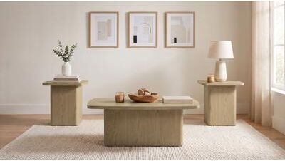 Coaster Fraser Greige Pedestal Coffee and End Table Set
