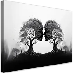LEINWANDBILD Kuss der schwarzen und weißen Bäume 90x60cm