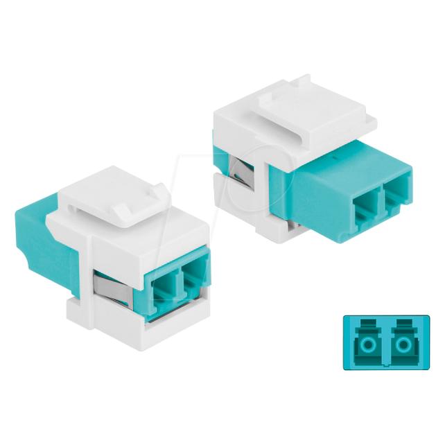 Delock Keystone Modul LC Duplex Buchse zu LC Duplex Buchse aqua / weiss (Keystone Modul) (86817)
