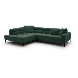 ECKSOFA MIT MOTORISCHEM SITZVORZUG OHIO Smaragdgrün Cord Relaxfunktion