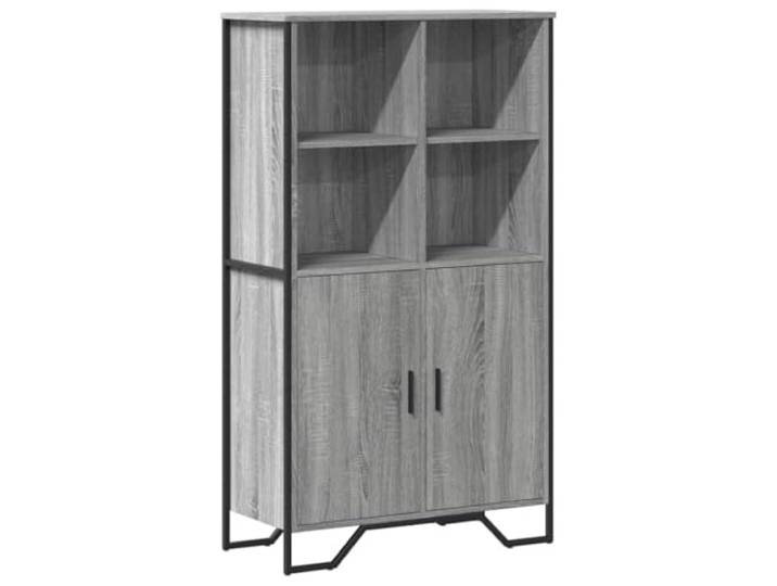 HKTMGDNG Highboard Grau Sonoma 79,5x35,5x137,5 cm Schrank Vielseitige Aufbewahrung für Wohnzimmer oder Essbereich mit 4 offenen Fächern und 2 Fächern hinter Türen.