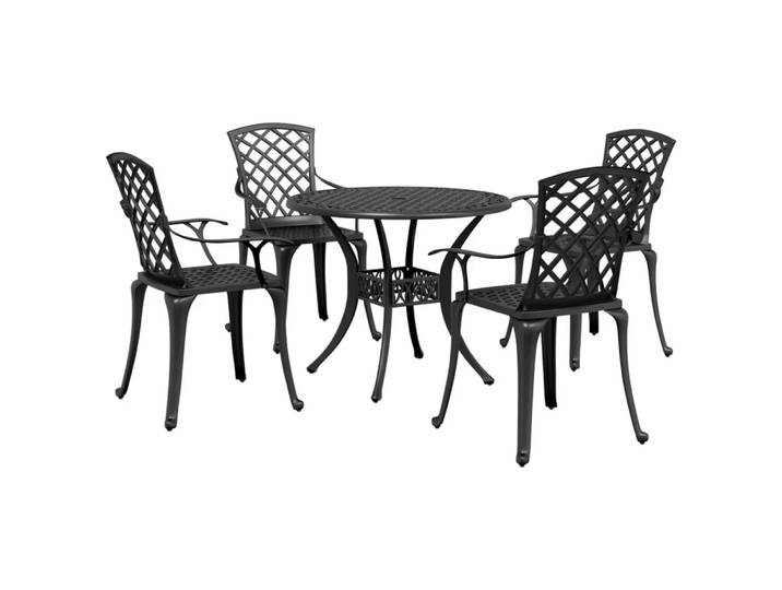VidaXL - Garten essgruppe aluminium, One Size, Schwarz