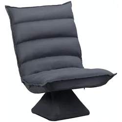 STILVORA Relaxsessel Bodensessel 62x70x95 cm drehbar 360 Grad mit 5fach verstellbarer Rückenlehne Stahlrahmen Dunkelgrau