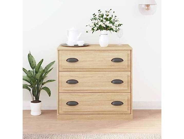RJPLMFV Anrichte Eiche Sonoma, 70 x 35,5 x 67,5 cm, Holz Geräumige Aufbewahrung, robuste Oberfläche, Wandbefestigung im Lieferumfang enthalten, ideal für Ausstellungen