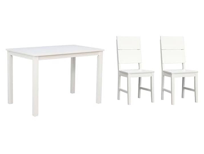 Woodroom Kota Esstisch 110x70 cm mit 2 Stühlen – Weiß, pflegeleicht, platzsparend – Ideal für kleine Küchen & Esszimmer