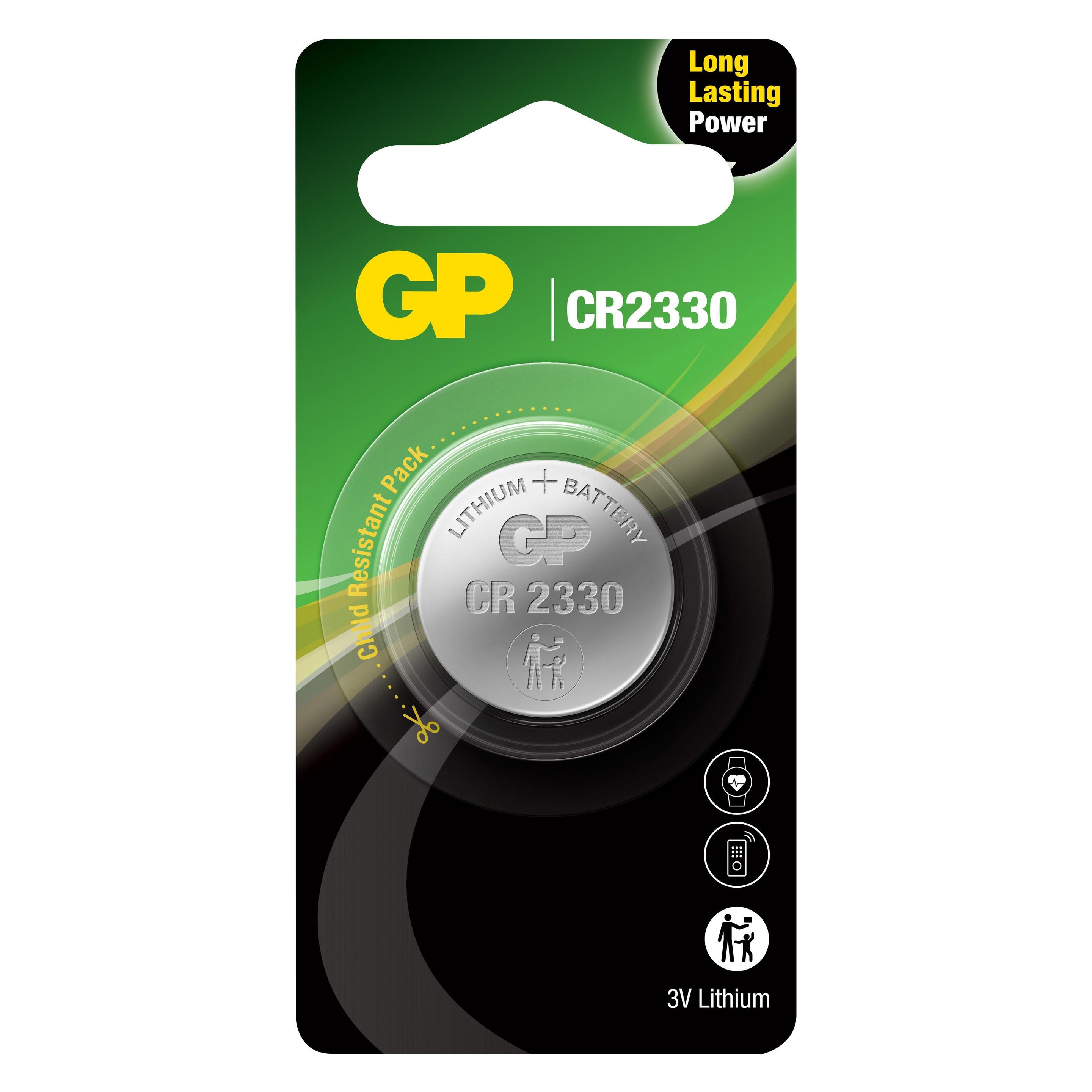 GP Batteries GP Lithium-Knopfzelle CR2330 (1 Stk., CR2330, 260 mAh) (0602330C1)