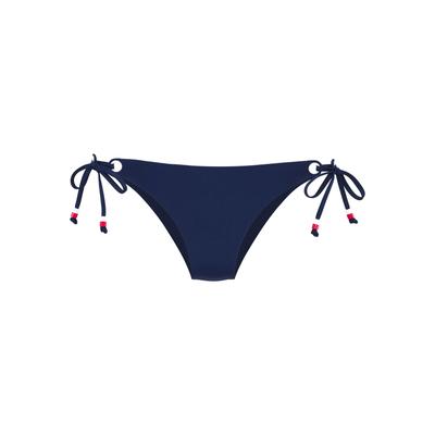 Bikini-Hose S.OLIVER "Beverly", Damen, Gr. 38, N-Gr, blau (marine), Recycling-Polyamid, unifarben, Badehosen Bikini-Hose, mit kontrastfarbigen Zierringen
