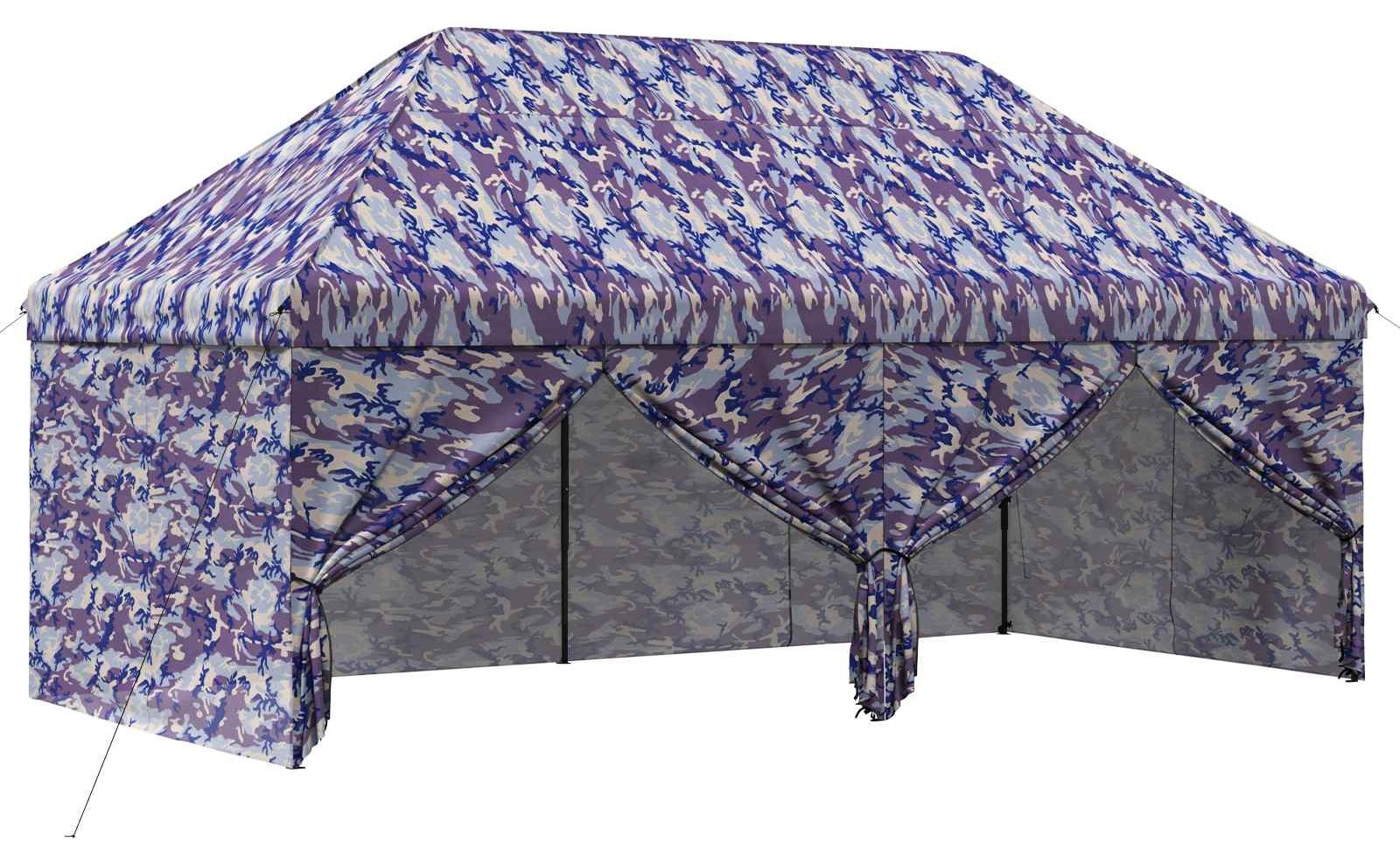 Pop-up Pavillon mit 4 Seitenwänden 3 x 6 m Blaue Camouflage