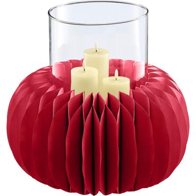 Windlicht CREATIV HOME "Windlicht", rot, H:35cm Ø:50cm, Glas, Papier, Kerzenhalter, Windlicht, im außergewöhnlichen Design