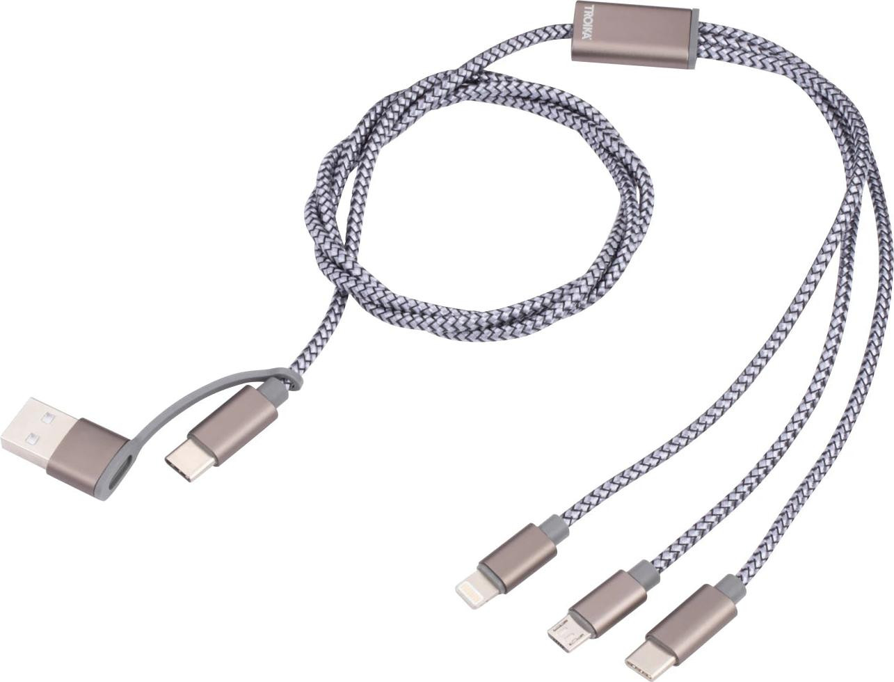 TROIKA CBL30/GY Dreizack ladekabel grijs